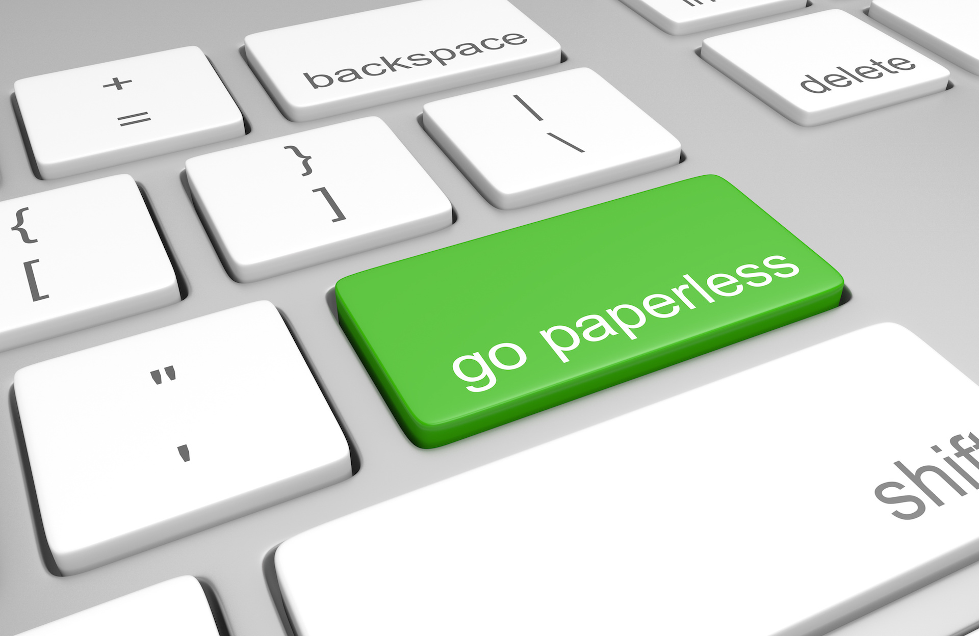 Go paperless key on a computer keyboard