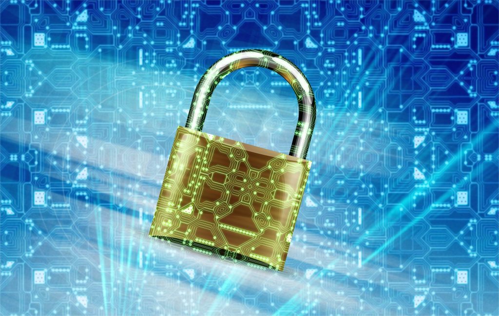 illustration of a padlock with a cyber themed background, tips for cybersecurity
